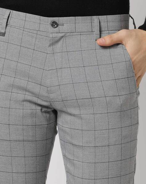 Bershka Check Skinny Trousers in Gray for Men  Lyst