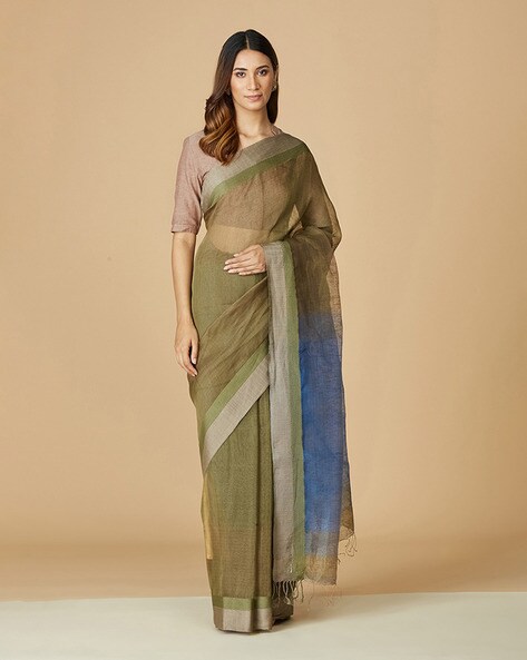 fabindia linen saree