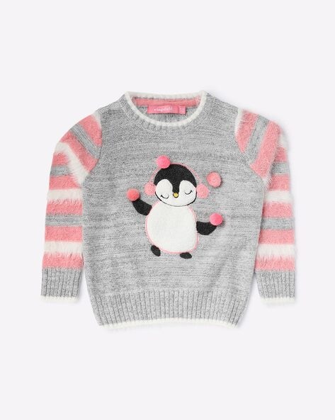 Wingsfield Embroidered Sweater with Pom-Poms