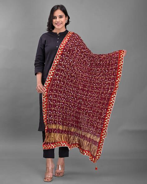 Bandhani Print Dupatta with Embroidery Price in India