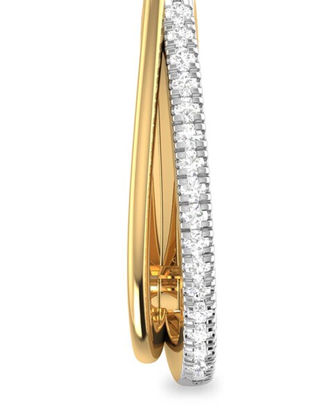 Buy Belle Diamante 14KT Yellow Gold and Diamond Hoop Earrings at Amazon.in