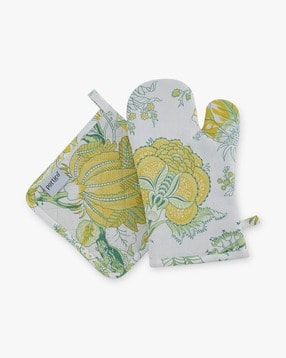 Floral Print Kitchen Glove & Pot Holder Set
