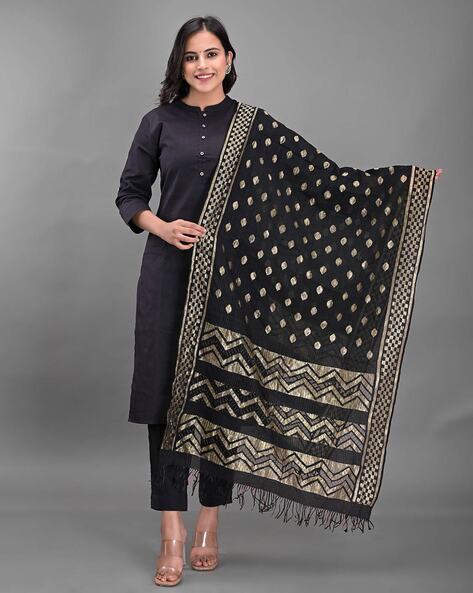 Silk Dupatta with Fringed Border Price in India