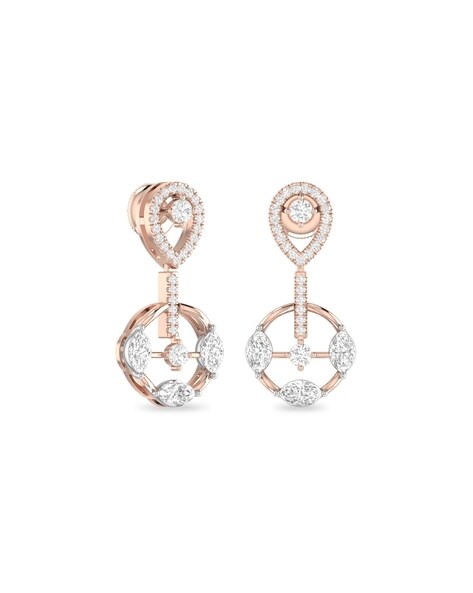 Buy quality 18k Rose gold diamond earrings pendants set in Ahmedabad