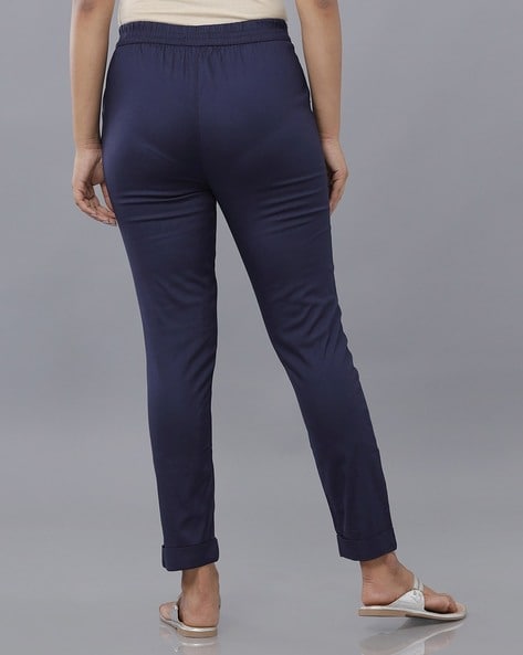 Buy Navy blue Trousers  Pants for Women by Thread Muster Online  Ajiocom