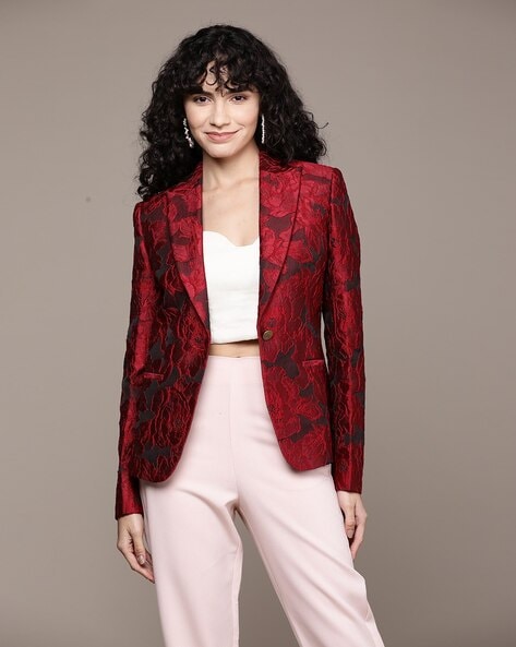 Red sale patterned blazer