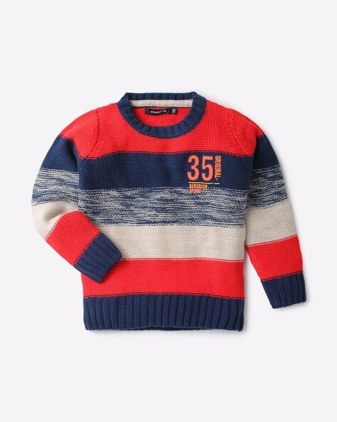 Striped-Pattern Knit Sweater