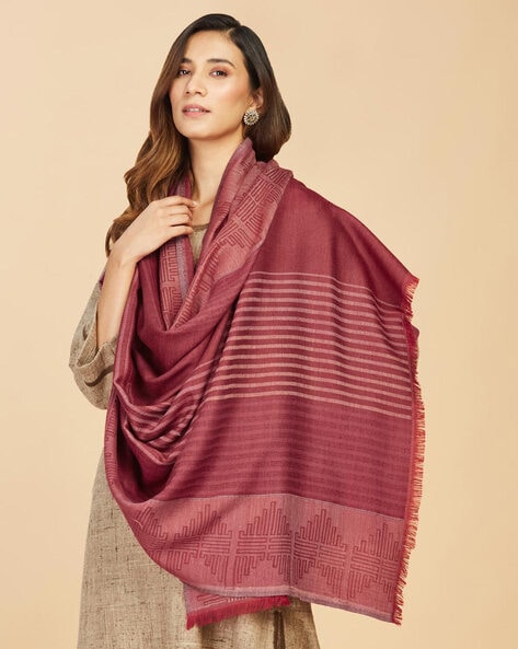 Striped Shawl with Frayed Hems Price in India