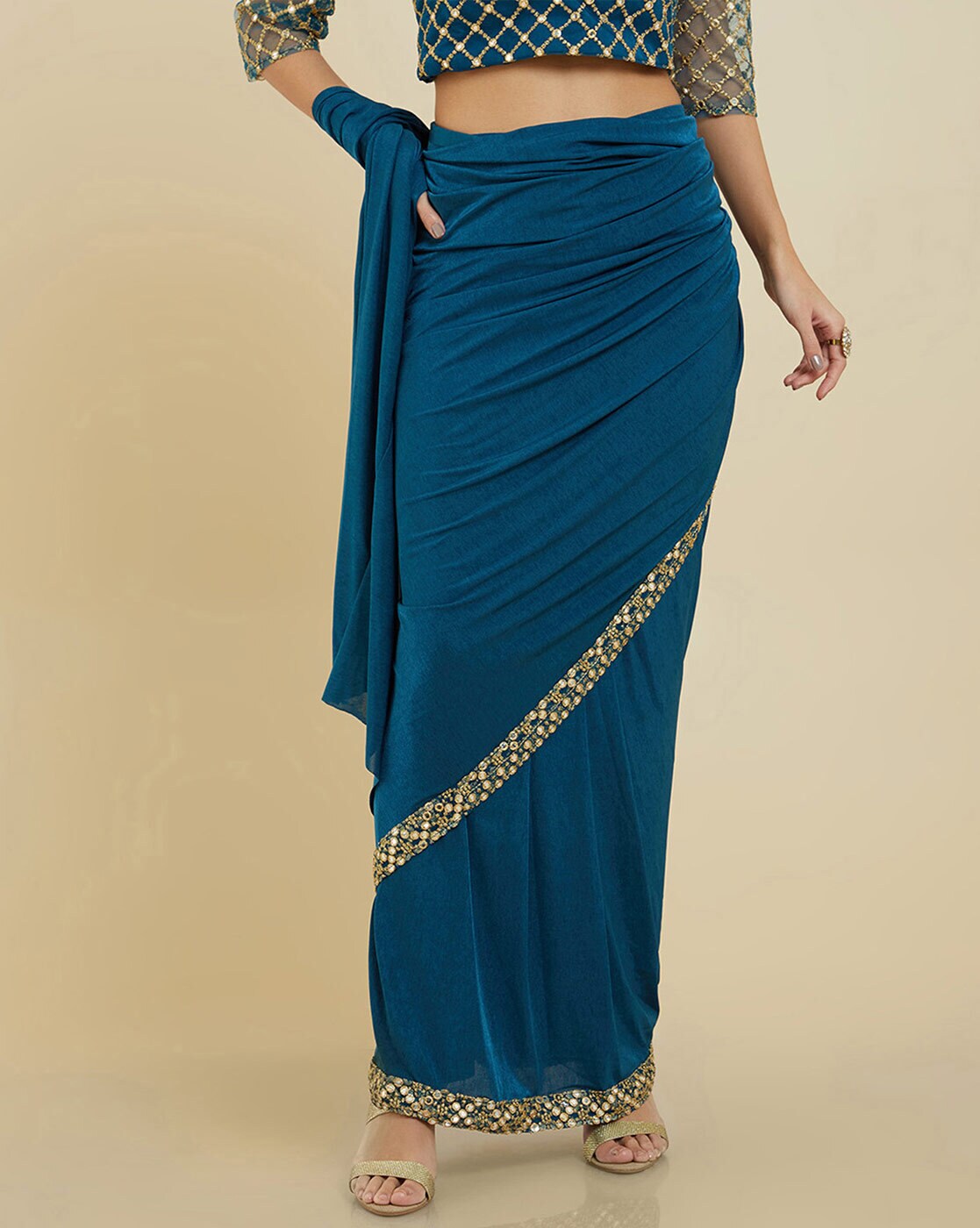 Shop Teal Hosiery Saree Shaper Collection Online at Soch India