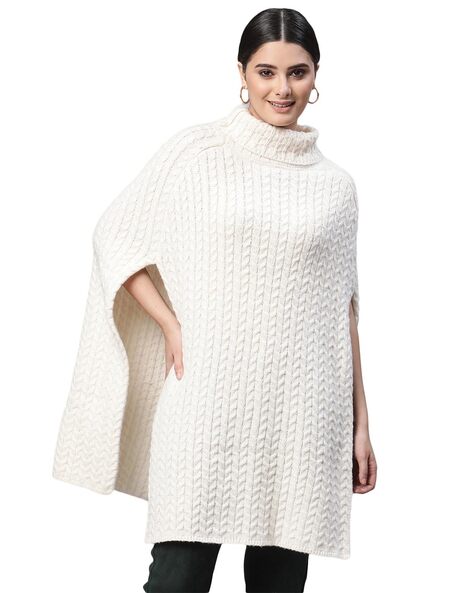 Turtle-Neck Poncho with Mock-Sleeve Price in India