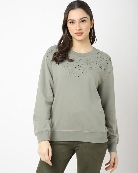 Marks & Spencer Embroidered Pure Cotton Sweatshirt