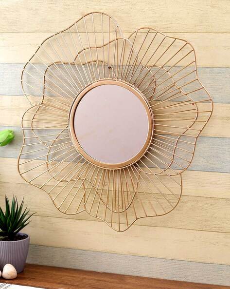 Aapno Rajasthan Rose Shape Metallic Wall Mirror |