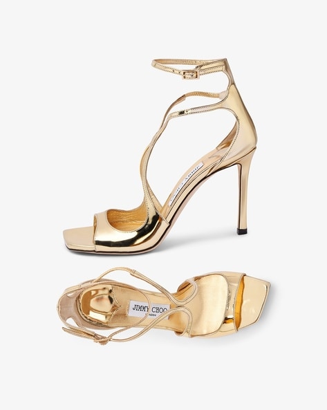 JIMMY CHOO: Azia sandals in satin - Ocher | Jimmy Choo heeled sandals  AZIA95SAT online at GIGLIO.COM