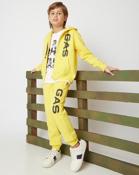 Buy YELLOW LOOSE FIT ZIPPER HOODIE AND JOGGER SET for Women Online in India