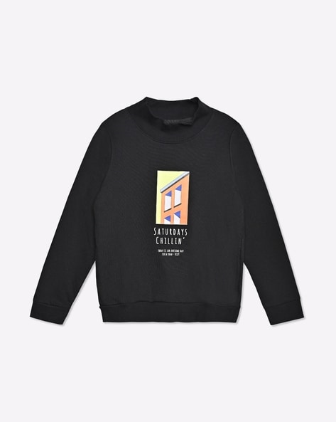 Graphic Print High-Neck Sweatshirt