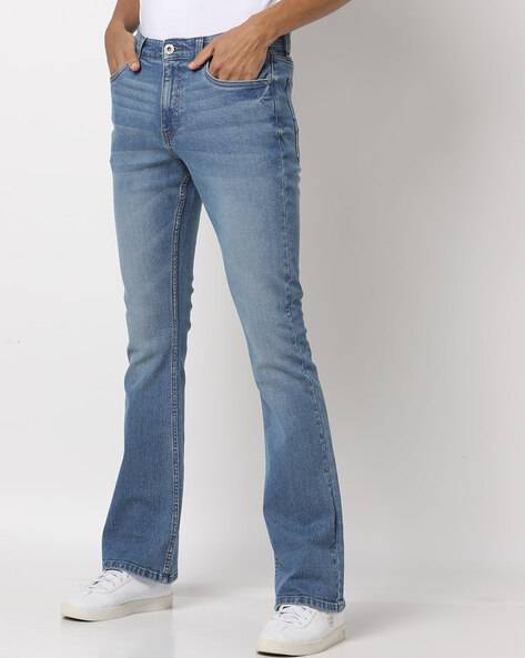 Plain Mens Bell Bottom Denim Jeans, Bootcut, Blue at Rs 799/piece