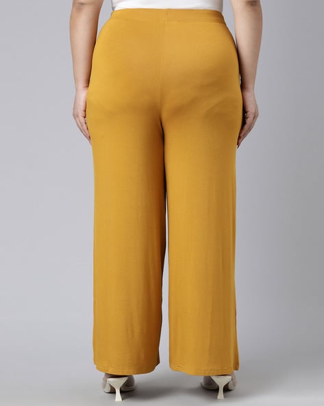 Sheinside Yellow High Waist Wide Leg Pants Office Ladies Workwear Button  Detail Pockets Solid Trousers Women Elegant Loose Pants From My01, $34.8 |  DHgate.Com