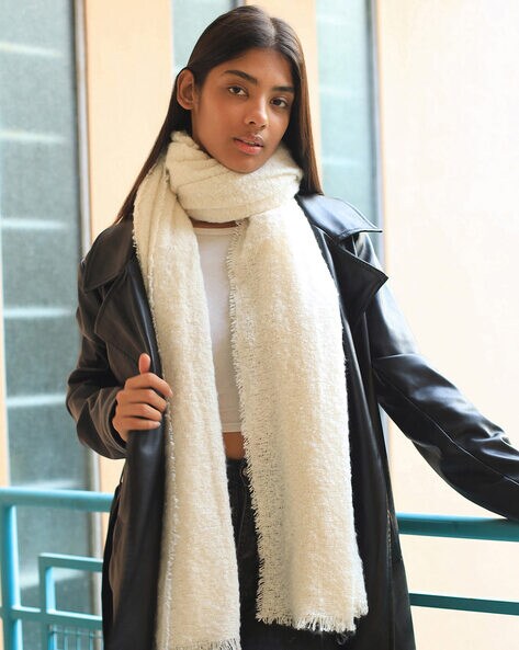 Woolen Scarf with Frayed Hem Price in India