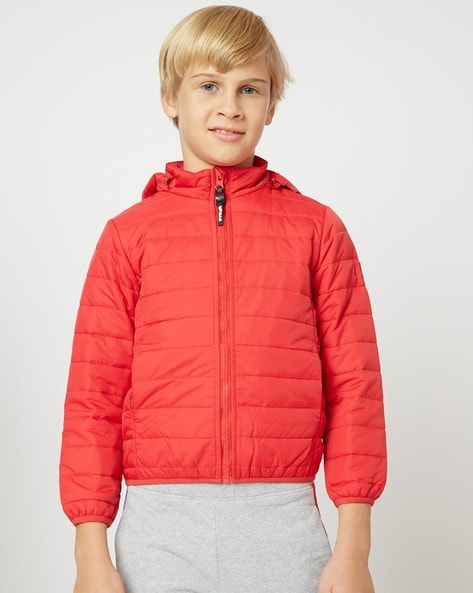 Buy Trampoline Boys Red and Black Colourblocked Hooded Puffer Jacket(TRM-JAC-115)  at Amazon.in