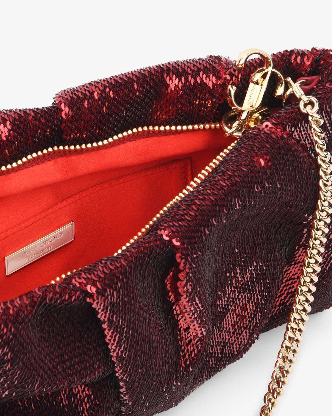 ELEGANT PREMIUM EVENING CLUTCH BAG PATTERNED STONES, GLITTERS & ADJUSTABLE  SHOULDER CHAIN, SNAP CLOSURE & SMOOTH INNER SATIN (Red) - 24x7 eMall