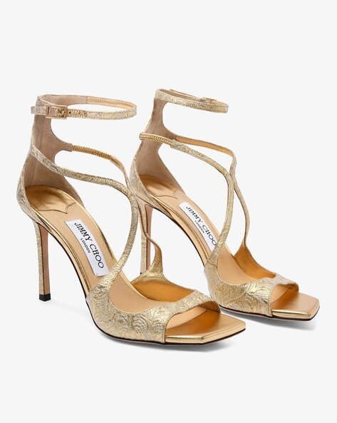 Jimmy Choo Lang Gold Liquid Mirror Leather Sandals in Metallic | Lyst