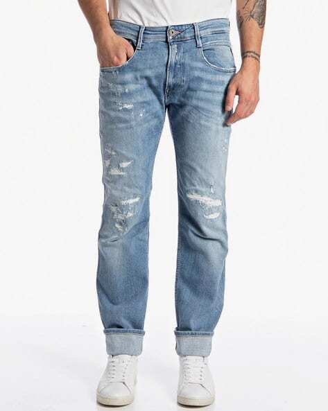 ANBASS Slim Fit Aged Eco Light Wash Jeans