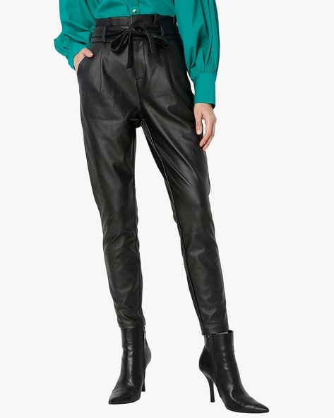 Joseph Ribkoff Black Faux Leather Slim Fit Pull-On Pants Style 234148