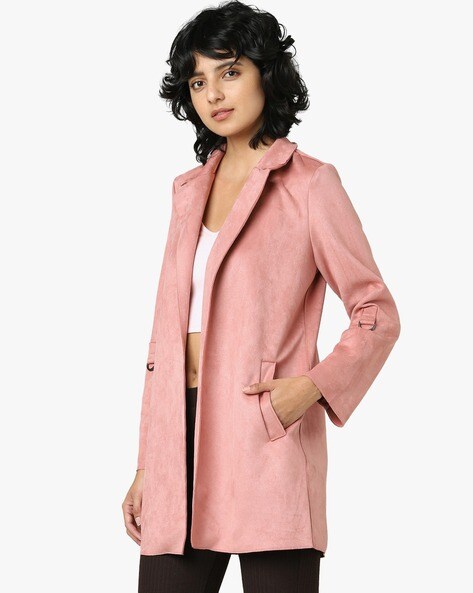 Women Front-Open Overcoat with Notched Lapel