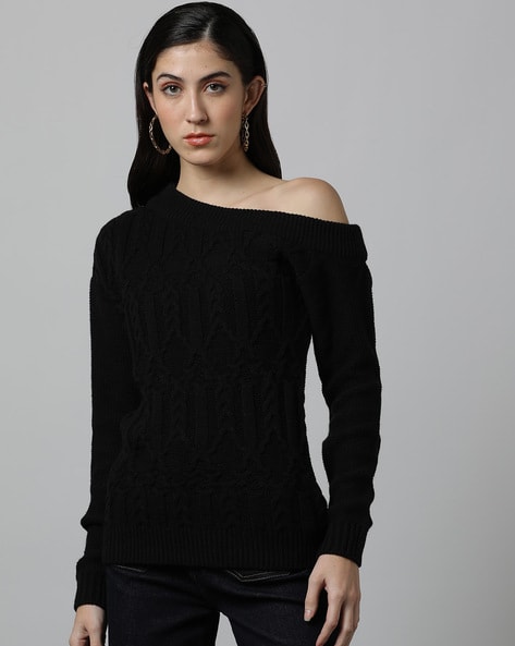 Black jumper outlet off the shoulder