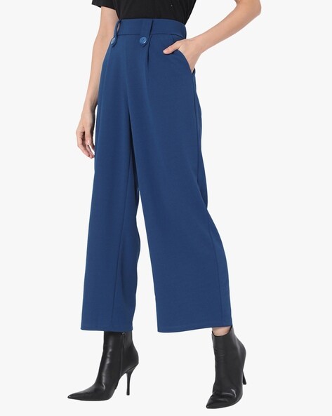 Pieces high waisted wide leg tailored trousers coord in blue  ASOS