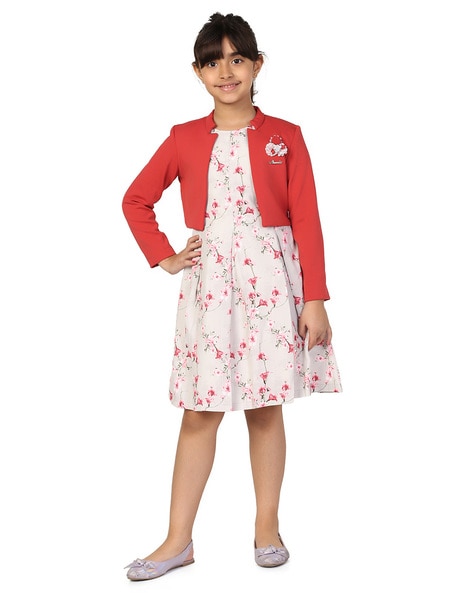 Party Wear Red-White Flower Tissue Kids Frocks, Age Group: Below 10 Years  at Rs 720 in Ghaziabad