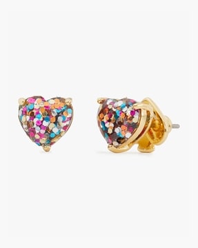 Buy Kate Spade Clear  Rose Gold Rock Solid Stone Heart Huggies Earrings  Online  Tata CLiQ Luxury
