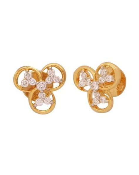 Dainty Floral Gold and Diamond Stud Earrings
