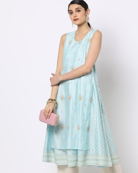 Buy online Light Blue Colored A-line Kurta from Kurta Kurtis for Women by  Avaasa Mix 'n' Match for ₹699 at 30% off | 2024 Limeroad.com