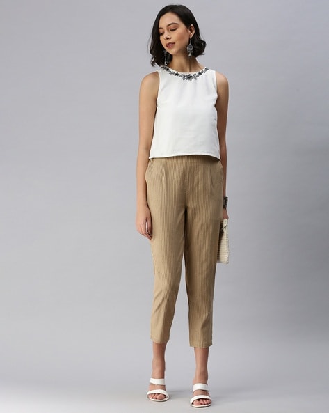 Buy Beige Pants for Women by DeMoza Online