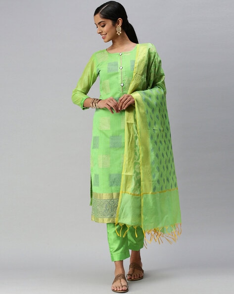 Floral Pattern 3-Piece Dress Material Price in India