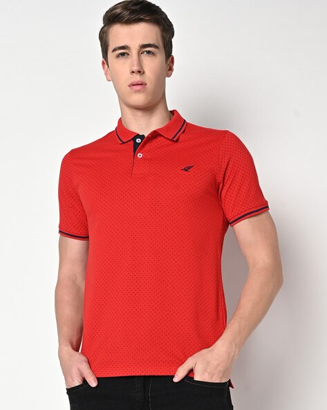 Micro-Print Slim Fit Polo T-Shirt