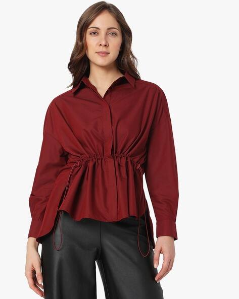Vero Moda Mia Cotton Shirt with Waist Tie-Up