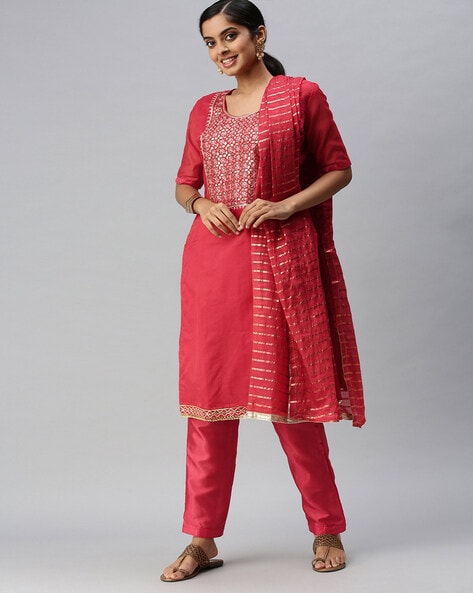 Embellished 3-Piece Dress Material Price in India