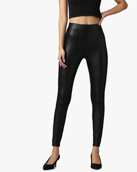 High Rise Faux Leather Leggings Clothing in Black - Get great deals at  JustFab