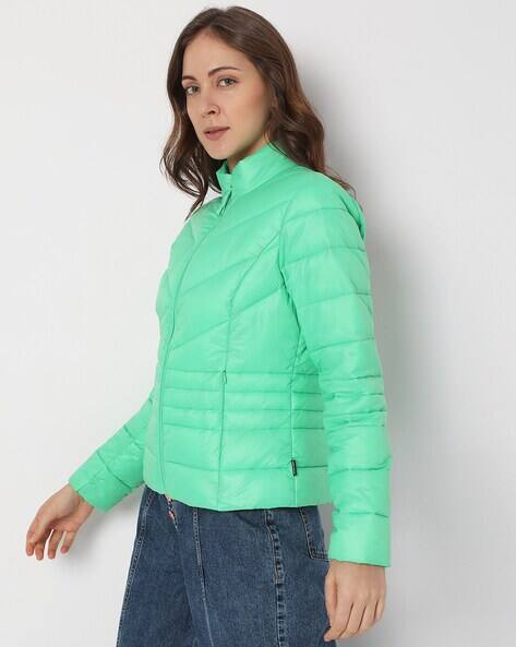 Womens Coats Neon Green Bubble Jacket Vero Moda Light Green Puffer