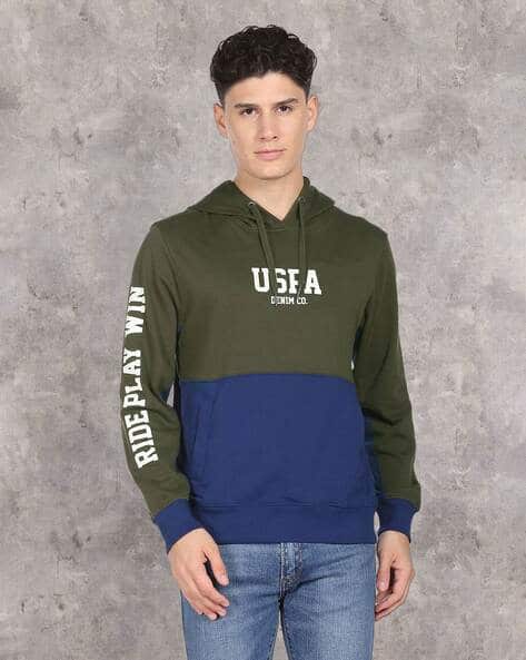 Brand Print Hoodie with Kangaroo Pockets