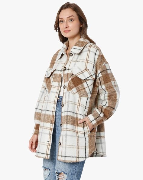 Jackets for Women Women S Casual Plaid Flannel Jacket Oversized Button Down  Long Sleeve Fall Shirt Jacket Coat Tops Pink S - Walmart.com