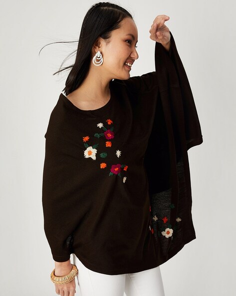 Floral Embroidered Poncho Price in India