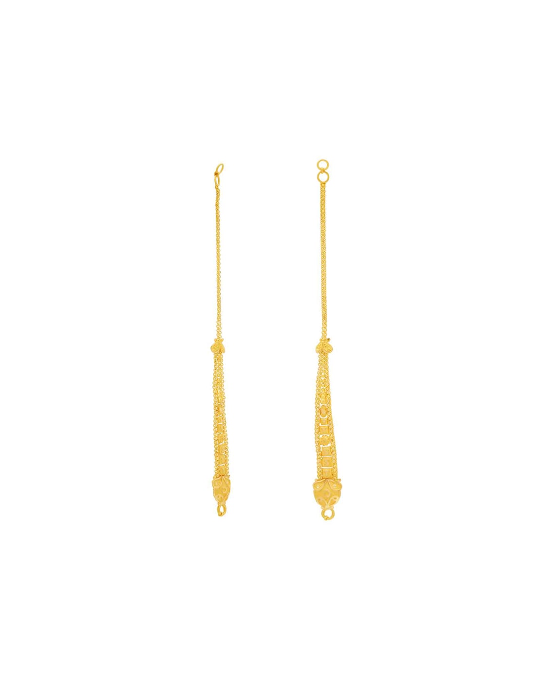 Women Brass Gold Plated Stud Long Chain Earrings