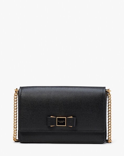 Kate Spade Womens Crossbody Wallets Singapore Best Price - Black Morgan Bow  Embellished Flap Chain