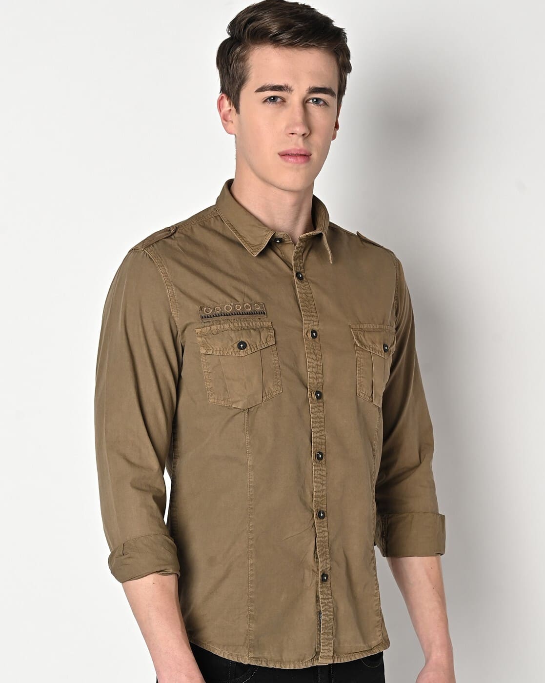 Buy Khaki Shirts for Men by SIN Online | Ajio.com 