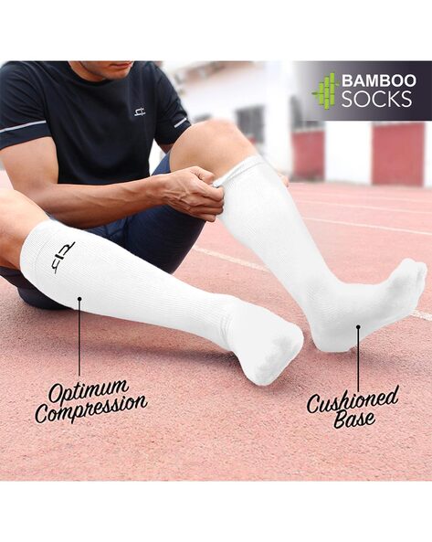 Buy White Bamboo Calf Compression Sleeves 2-Pack
