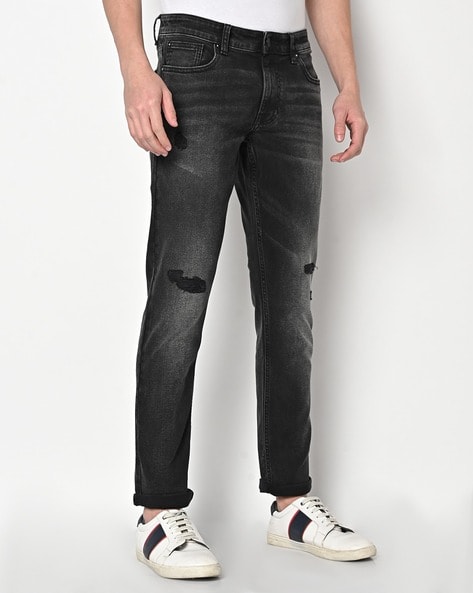 LILIKY Jeans Men Men Cat Scratch Frayed Hem Skinny Jeans (Color : Black,  Size : L) : Buy Online at Best Price in KSA - Souq is now Amazon.sa: Fashion