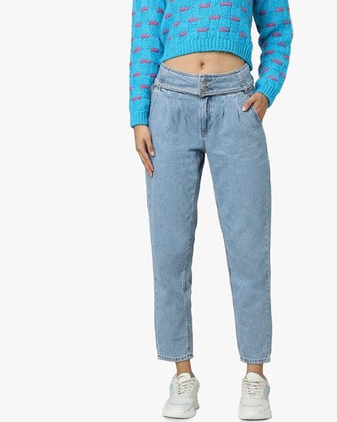 ONLY Lightly Washed Carrot Fit Paperbag Jeans